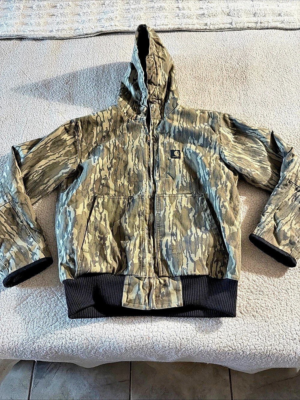 Carhartt Rugged Flex Bottomland Camo Jacket Medium GUC Loose Fit